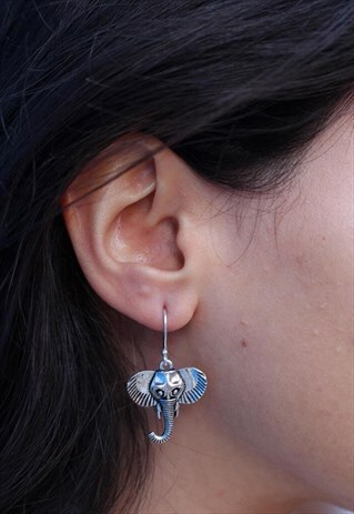 LARGE SILVER ELEPHANT EARRINGS