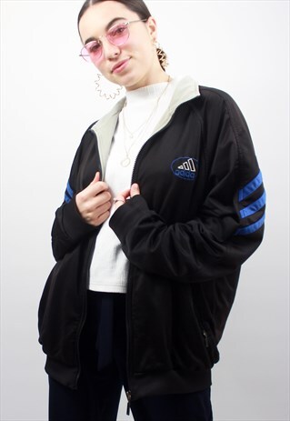 80'S VINTAGE BLACK RAVE OVERSIZED TRACK JACKET