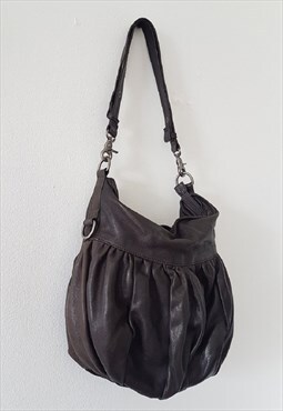 Sondra Roberts Brown Hobo Leather Shoulder Bag