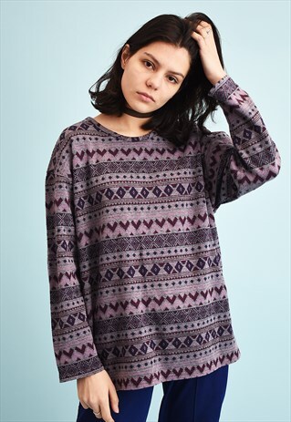 90'S RETRO FAIR ISLE PATTERN LOOSE-FITTED KNIT JUMPER