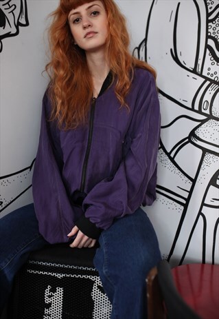 VINTAGE 90'S PURPLE SILK BOMBER JACKET