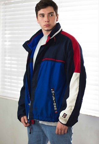 VINTAGE TOMMY HILFIGER JACKET REVERSIBLE SHELL LOGO XL 38.3