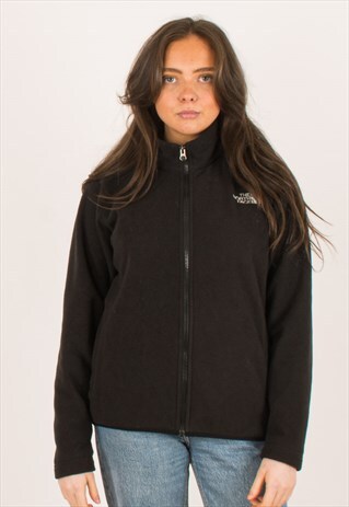 VINTAGE BLACK NORTH FACE FULL ZIP FLEECE SMALL 6 8