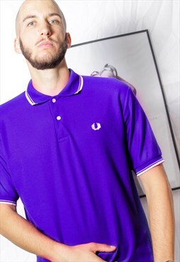 80s vintage 90s sports mod Fred Perry royal blue pique top