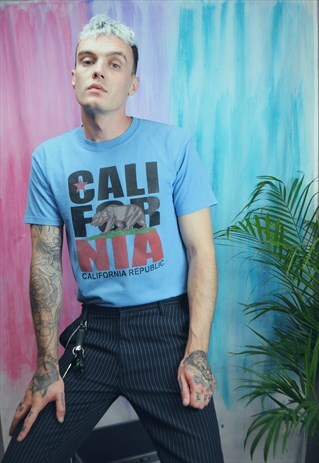 VINTAGE 90'S SLOGAN T-SHIRT BLUE