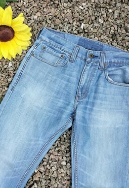 Vintage 90's Cropped Raw Hem Straight Blue Levi Jeans
