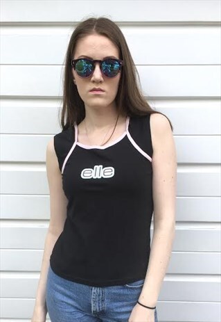 WOMENS VINTAGE Y2K ELLE TOP SLEEVELESS VEST FESTIVAL TOP