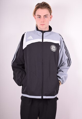 ADIDAS MENS VINTAGE TRACKSUIT TOP JACKET LARGE BLACK 90'S