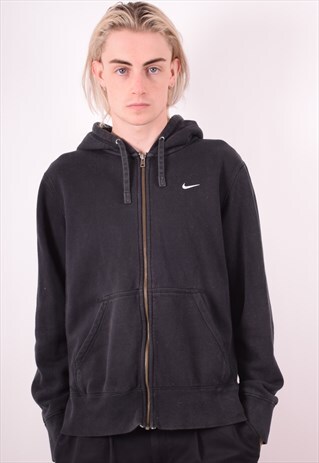 NIKE MENS VINTAGE HOODIE JACKET MEDIUM BLACK 90S
