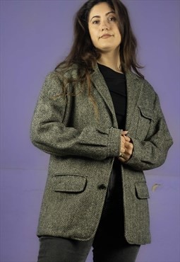 Vintage Daks Wool Suit Blazer Jacket in Grey L