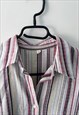 70'S PASTEL STRIPED COTTON WOMAN SHIRT - M