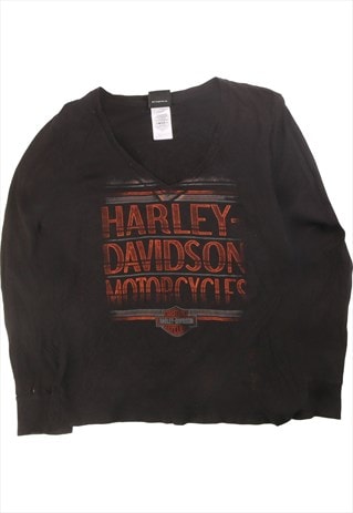 Harley Davidson  Spellout Long Sleeve Crewneck T Shirt Large