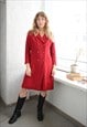 Vintage 70's Red Double Breasted Wool Coat
