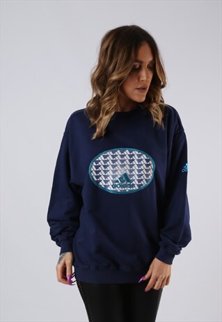 VINTAGE ADIDAS SWEATSHIRT OVERSIZED JUMPER UK 12 MEDIUM (A3P