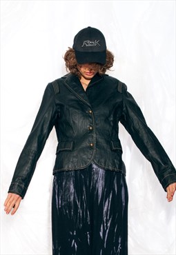 Vintage Y2K Leather Jacket in Black
