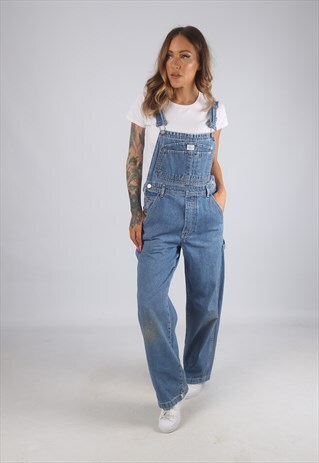 VINTAGE DENIM DUNGAREES CALVIN KLEIN UK 10 SMALL (G2D)