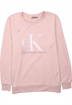 Calvin Klein 90's Spellout Crew Neck Sweatshirt Medium Pink