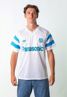 White 90s Adidas Marseille 1990 T-Shirt