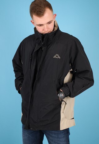 VINTAGE KAPPA JACKET IN BLACK & BEIGE NJ527