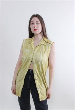 Vintage 80s grunge top, button up summer shirt LARGE size