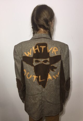 VINTAGE 90' OLDSCHOOL UNIQUE PRINT BROWN CASUAL JACKET
