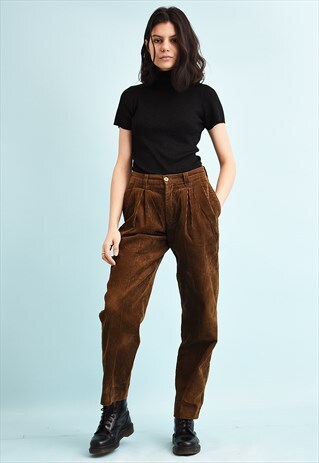 90'S RETRO REGULAR WAIST CORDUROY STRAIGHT TROUSERS