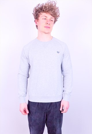 VINTAGE FRED PERRY SWEATSHIRT IN GREY SMALL