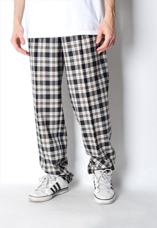VINTAGE 70S CHECK WOOL BLEND PANTS
