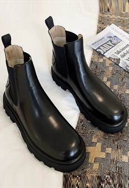 Grunge chunky boots edgy high fashion platform shoes black