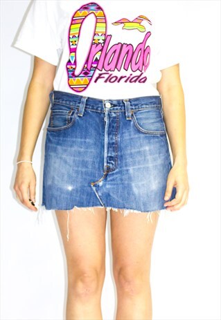 VINTAGE 501 LEVIS REWORKED DENIM MINI SKIRT