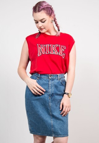 VINTAGE 90'S DENIM MINI PENCIL SKIRT