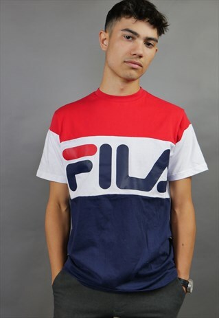 RED, BLUE & WHITE FILA SPELL OUT T-SHIRT