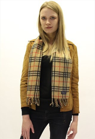VINTAGE LAMBSWOOL-CASHMERE CHECKED SCARF BEIGE-AS61