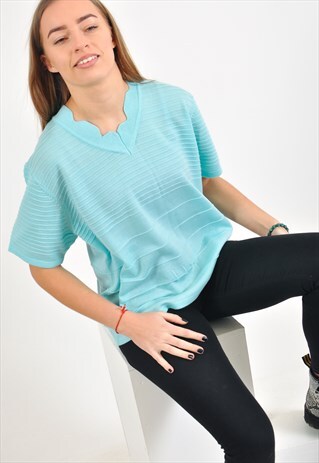 VINTAGE 80'S BLOUSE IN BLUE