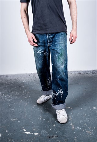 VINTAGE BLUE LEVI'S 501 PAINT JEANS