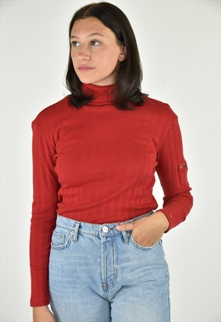 VINTAGE 90'S TOMMY HILFIGER RED TURTLENECK SMALL