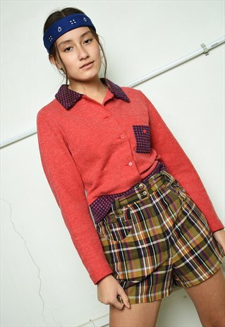 VINTAGE 60'S RETRO DOGTOOTH PATTERNED CROPPED BLAZER JACKET
