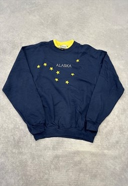 Vintage Sweatshirt Embroidered Gems Alaska Patterned Jumper