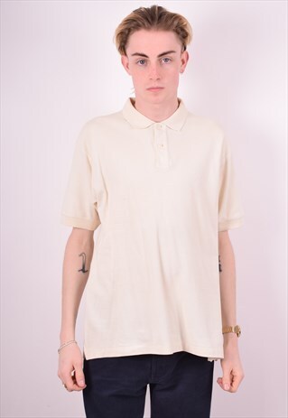 FILA MENS VINTAGE POLO SHIRT XL BEIGE 90'S