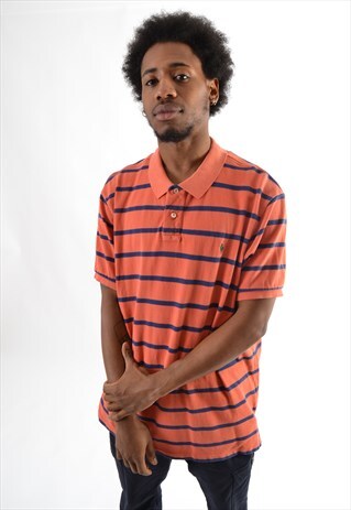 ORANGE RALPH LAUREN STRIPED POLO T-SHIRT PS1883