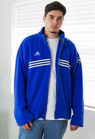 VINTAGE ADIDAS FLEECE JACKET LOGO 90S L 27.2