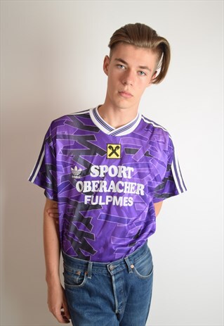 VINTAGE ADIDAS FOOTBALL SHIRT MADE IN UK SIZE L (2720)
