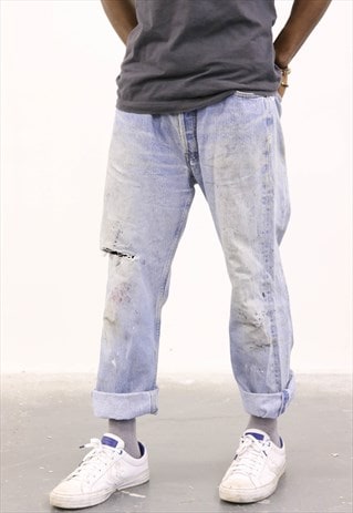 LEVI'S VINTAGE BLUE DENIM PAINT 501 JEANS