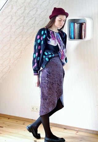 BLACK FLORAL CORRUGATED LONG SLEEVE BLOUSE TOP