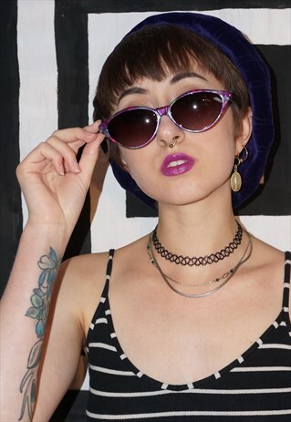 VINTAGE 90'S / Y2K PINK AND GREEN MARBLE EFFECT SUNGLASSES