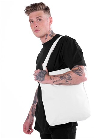 ESSENTIAL ORGANIC COTTON SHOULDER TOTE BAG - WHITE