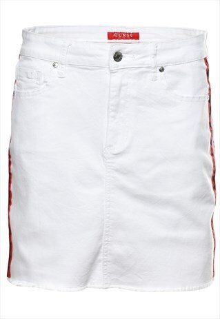 VINTAGE GUESS WHITE Y2K DENIM SKIRT - M