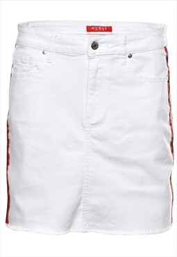 Vintage Guess White Y2K Denim Skirt - M