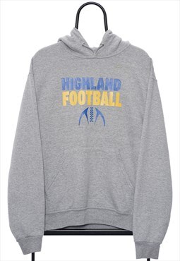 Vintage Highland Football Graphic Grey Hoodie Womens