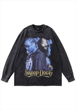 Snoop Dogg t-shirt vintage rapper print tee hip-hop top grey